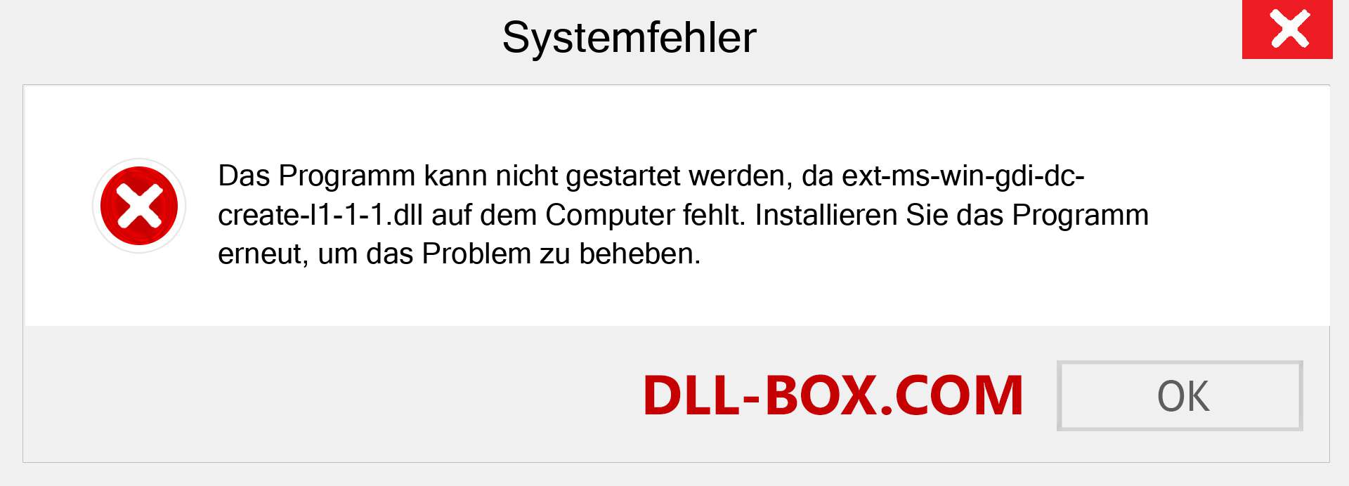 ext-ms-win-gdi-dc-create-l1-1-1.dll-Datei fehlt?. Download für Windows 7, 8, 10 - Fix ext-ms-win-gdi-dc-create-l1-1-1 dll Missing Error unter Windows, Fotos, Bildern